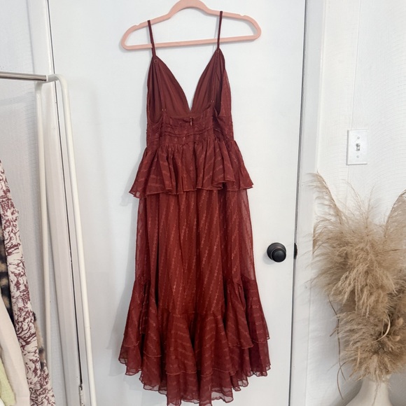 NWOT Vici burgundy peplum midi dress - Picture 7 of 12